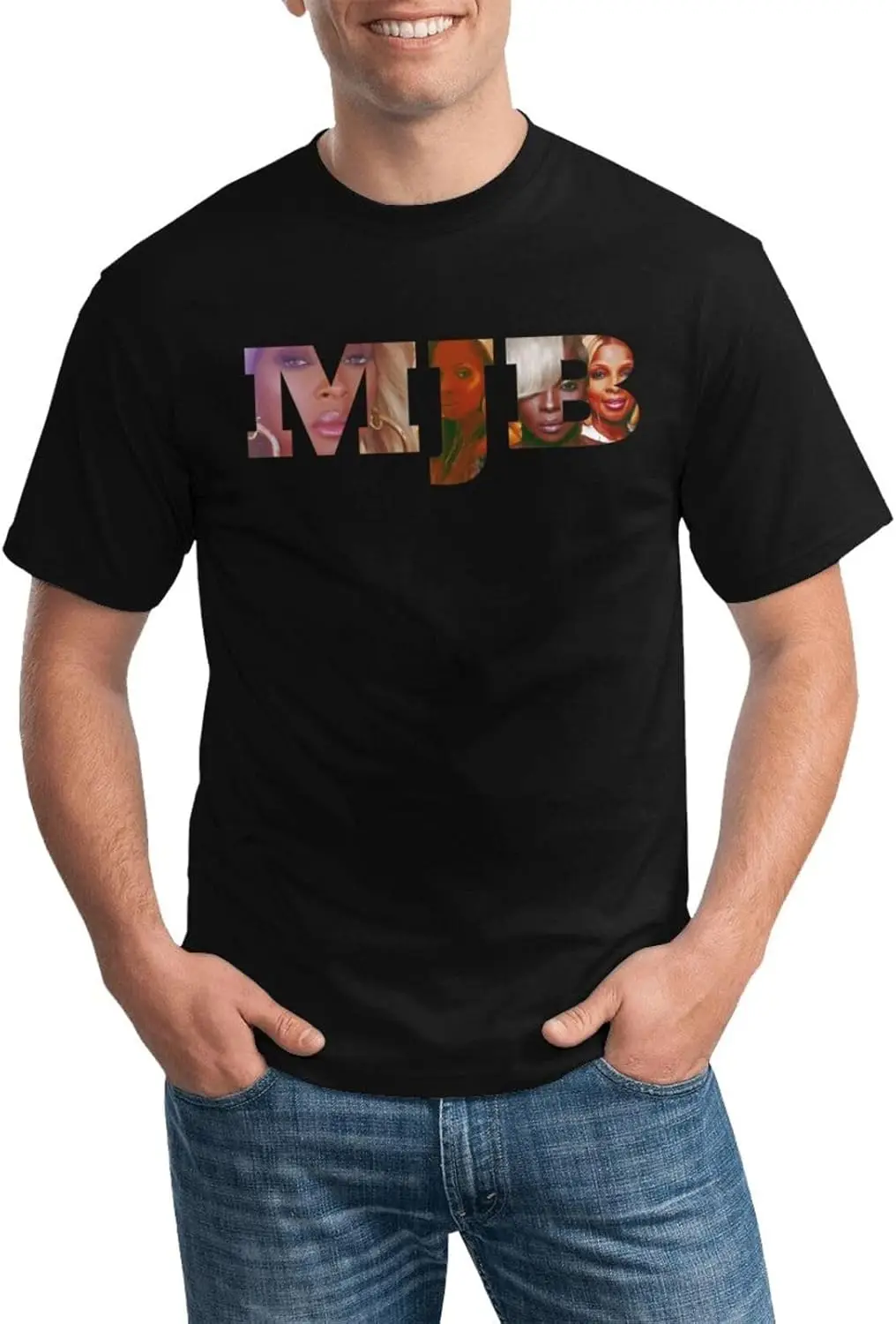 

Рубашка Mary Music J. Blige, мужская персонализированная футболка с коротким рукавом, модные футболки с рисунком, крутые повседневные топы черного цвета