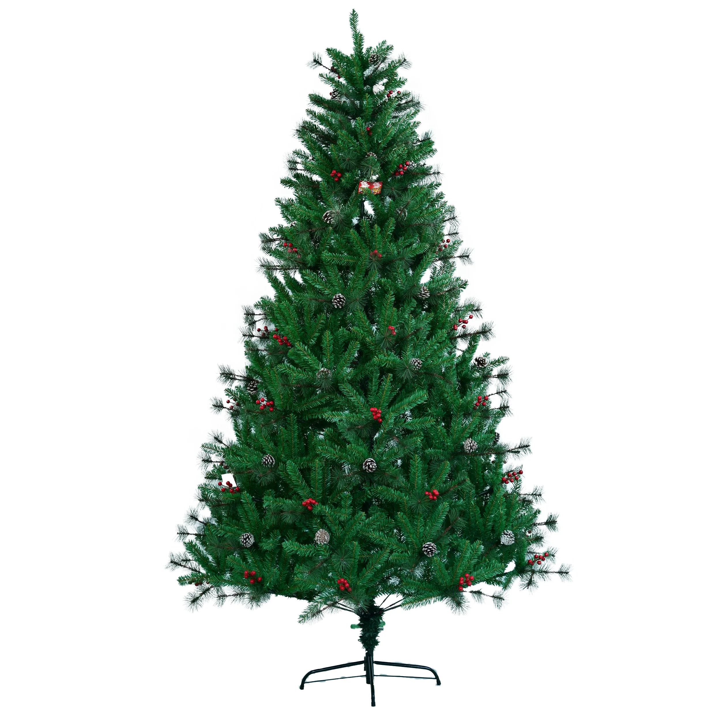 

8Ft-Auto-Assembling Premium Christmas Treeartificial Pine with Cones/Berries/Bullet Leaves - Realistic Pe Foliage for Home/Ma