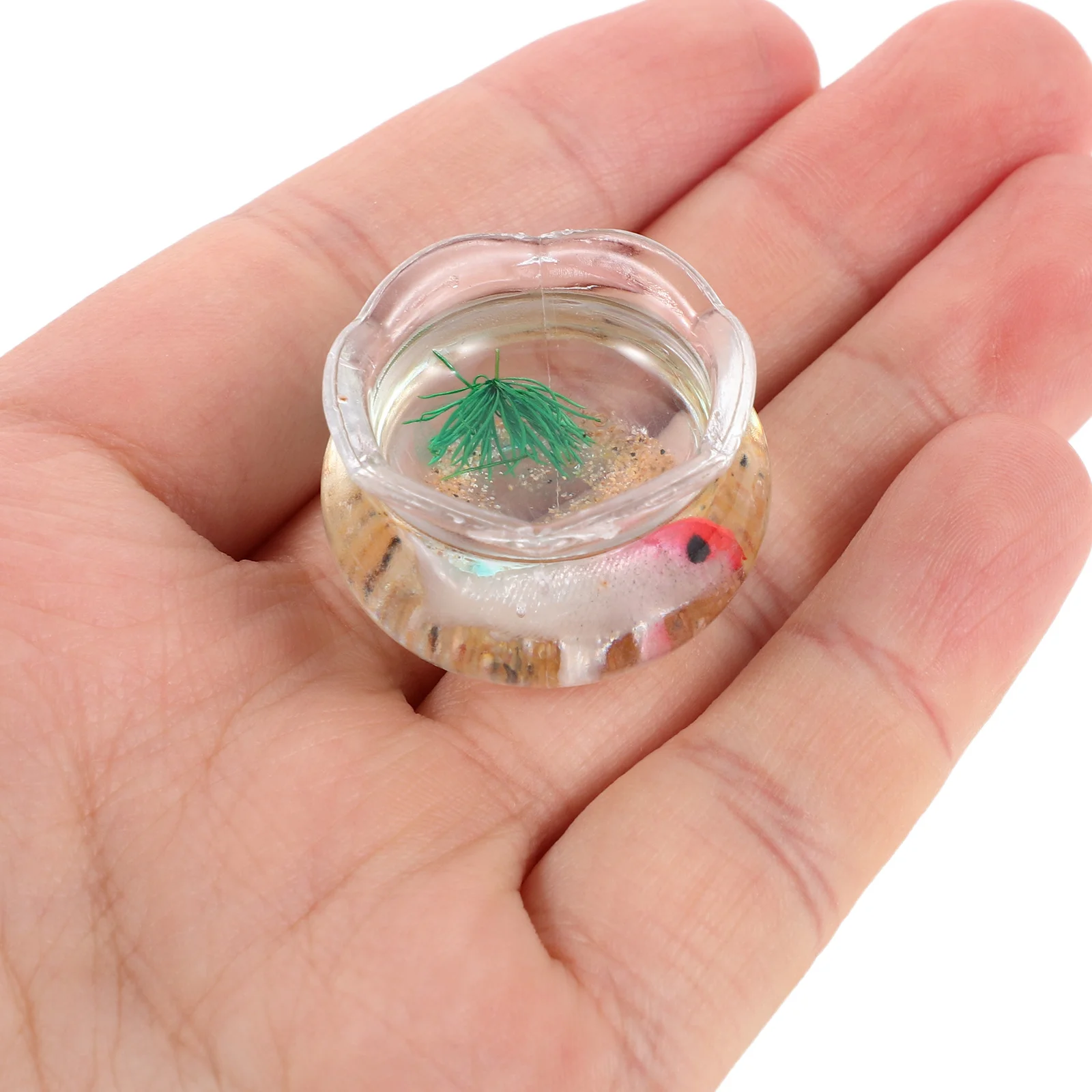 

5Pcs Miniature Fish Aquarium Realistic Small Round Dollhouse Fish Tank Decor Simulated Koi Water Plants Mini Goldfish Bowl