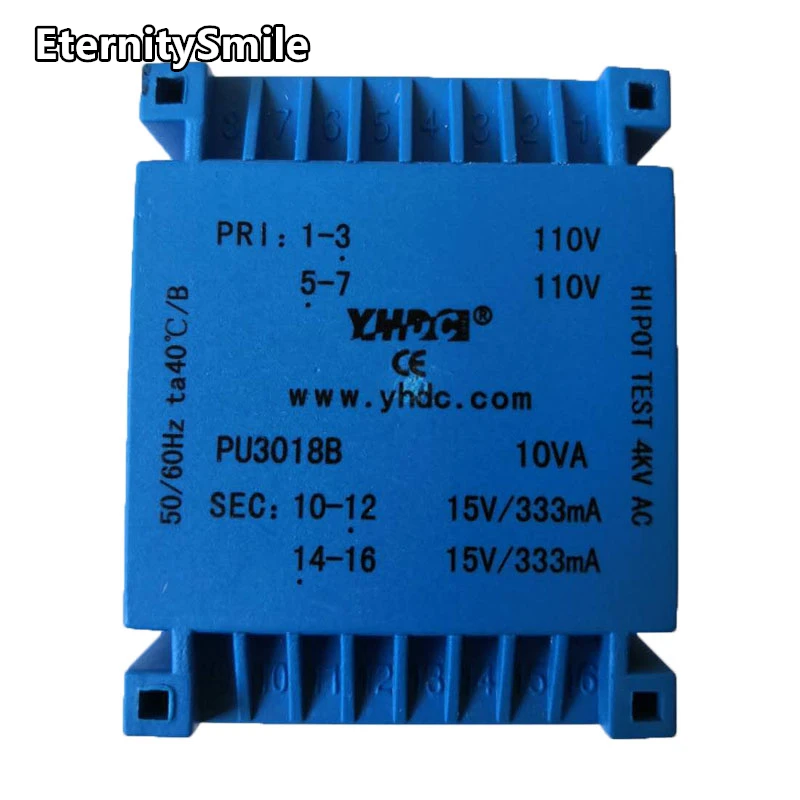 PU3018B 30 Years' manufacturer Double input and output 10VA /2*115V/2*6-24V PCB encapsulated transformer