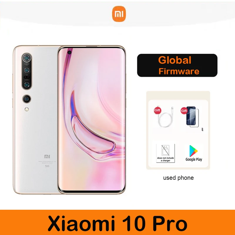 Xiaomi 10 Pro Smarphone Mi 5G Global firmware Snapdragon 865 108 MP No charger Camera 4500mAh Battery Android Phone used phone
