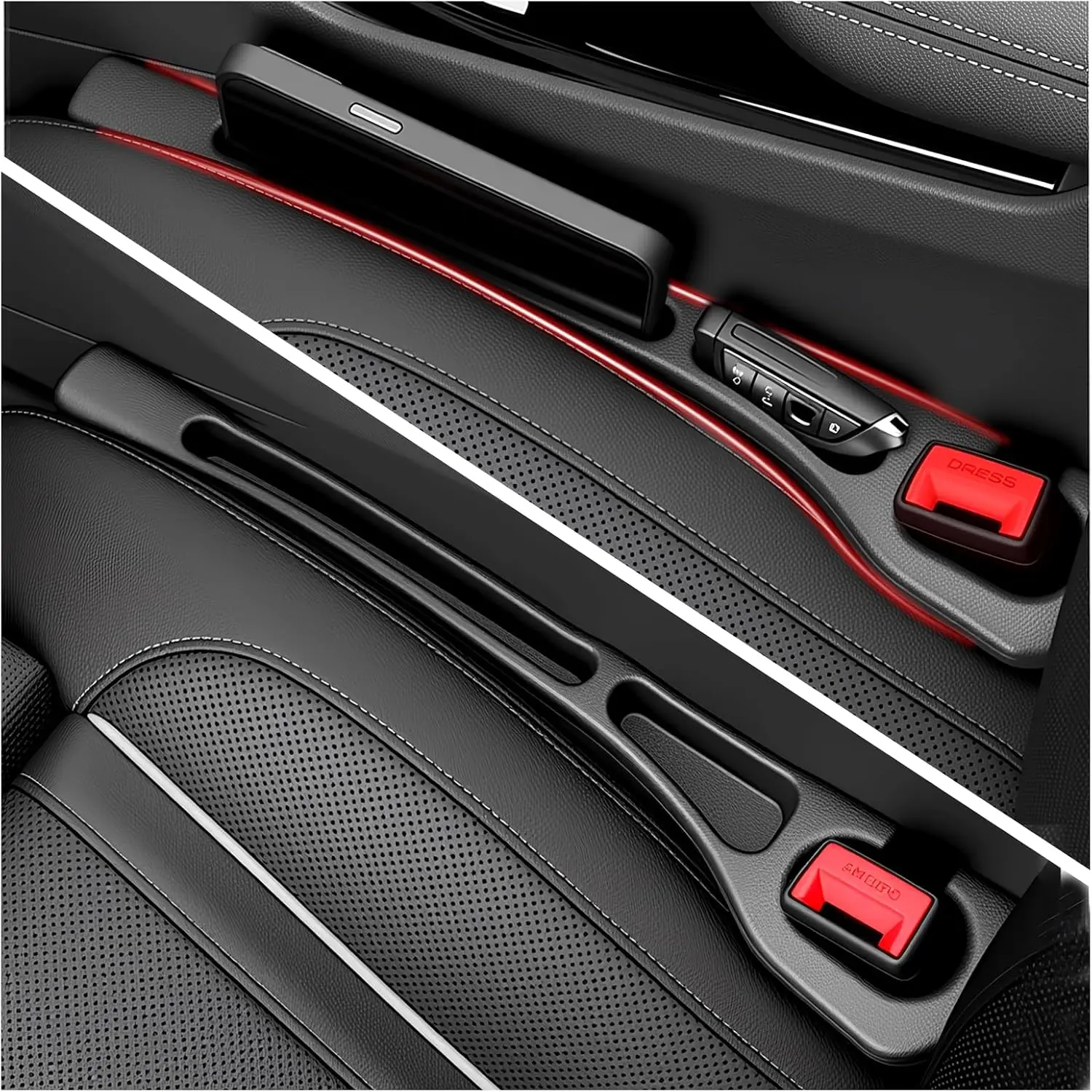 Car Seat Gap Filler 2 Pack,2026 Upgraded Car Seat Gap Filler Organizer with 2-Slot Storage & Phone