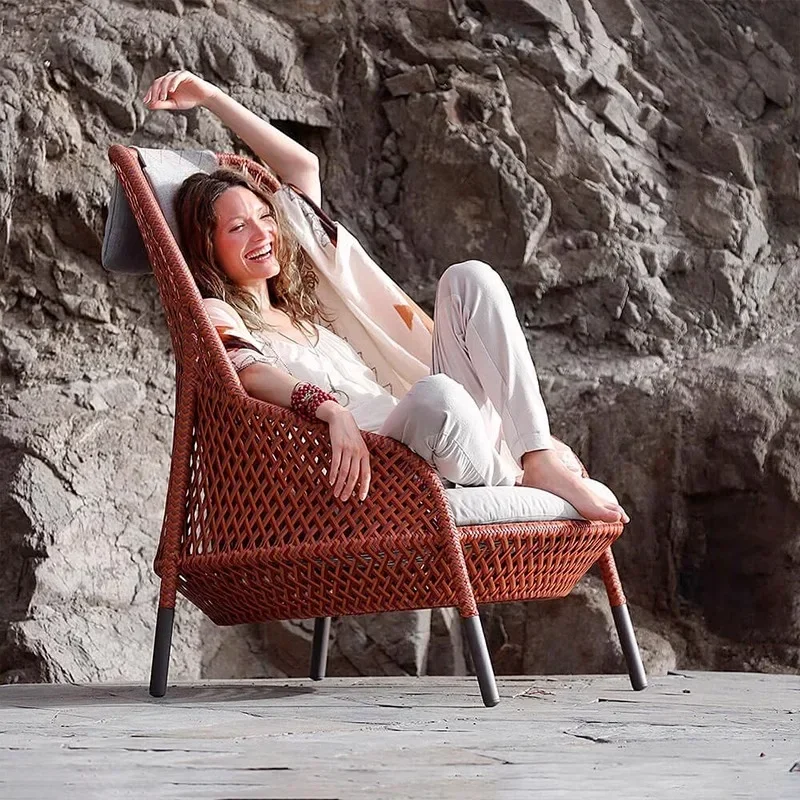 

-Скандинавский уличный диван из ротанга, один двор, сад, открытый отдых, балкон, двойной стул из ротанга, комбинация чайного столика