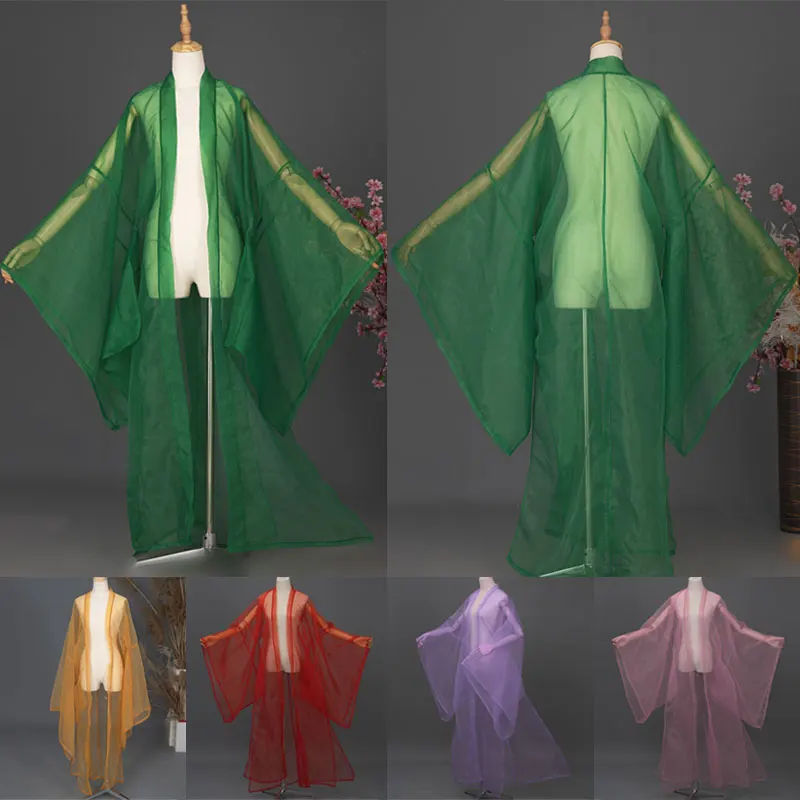 Women Fairy Hanfu Clothing Chiffon Cloak Overcoat Women Hanfu Cardigan Wide Sleeve Coat Chinese Festival Classical Dance Costume