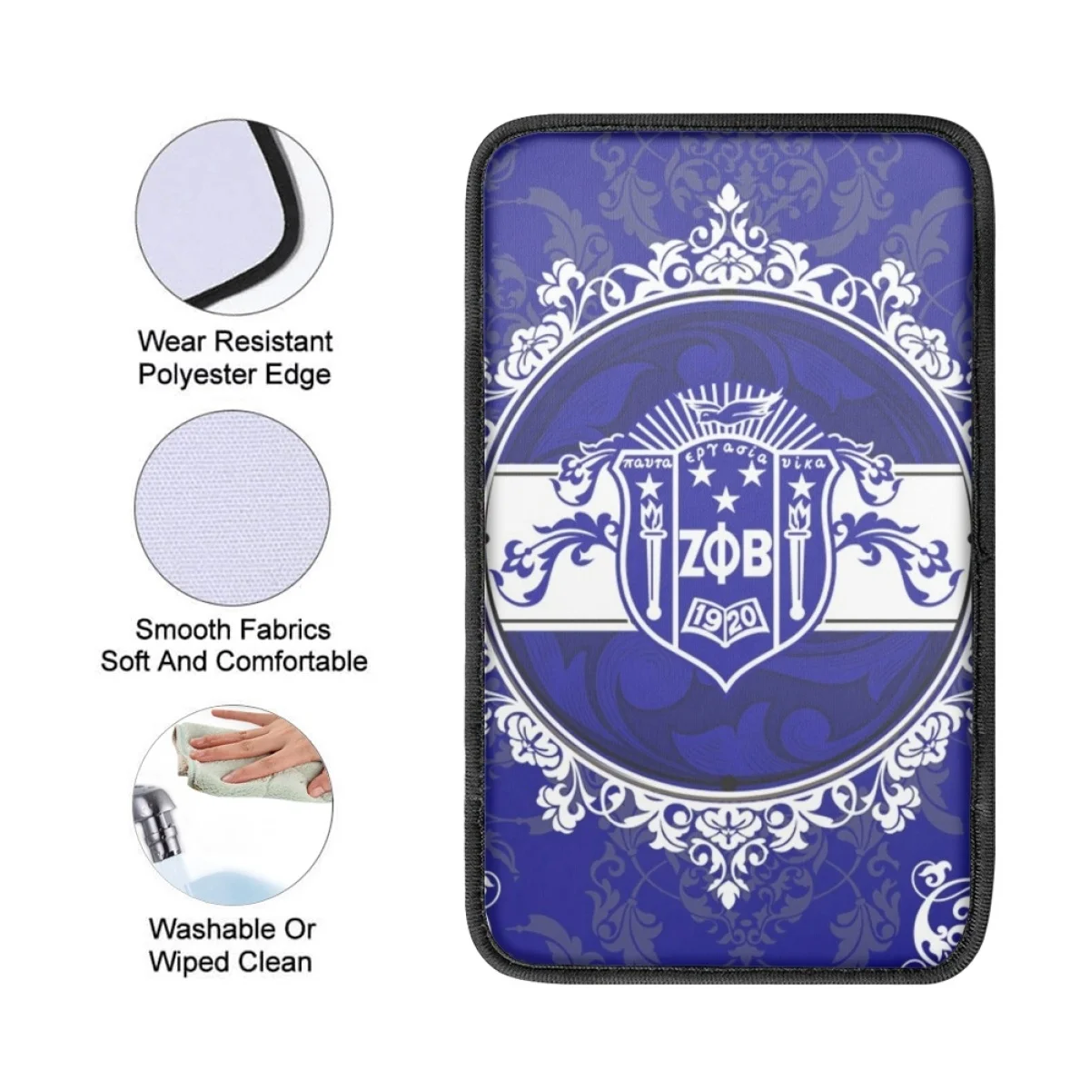 Zeta Phi Beta Print College Sorority Universal All Car Armrest Case for Women Female Car Interior Accessories Premium Box Covers