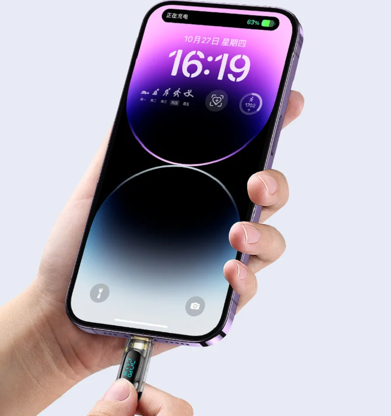 PD100W светодиодный цифровой экран питания, 2 м CC, USB-Lightning, USB-Type-C, 480 Мбит/с, телефон, ноутбук, медный сердечник, кабель для быстрой зарядки данных