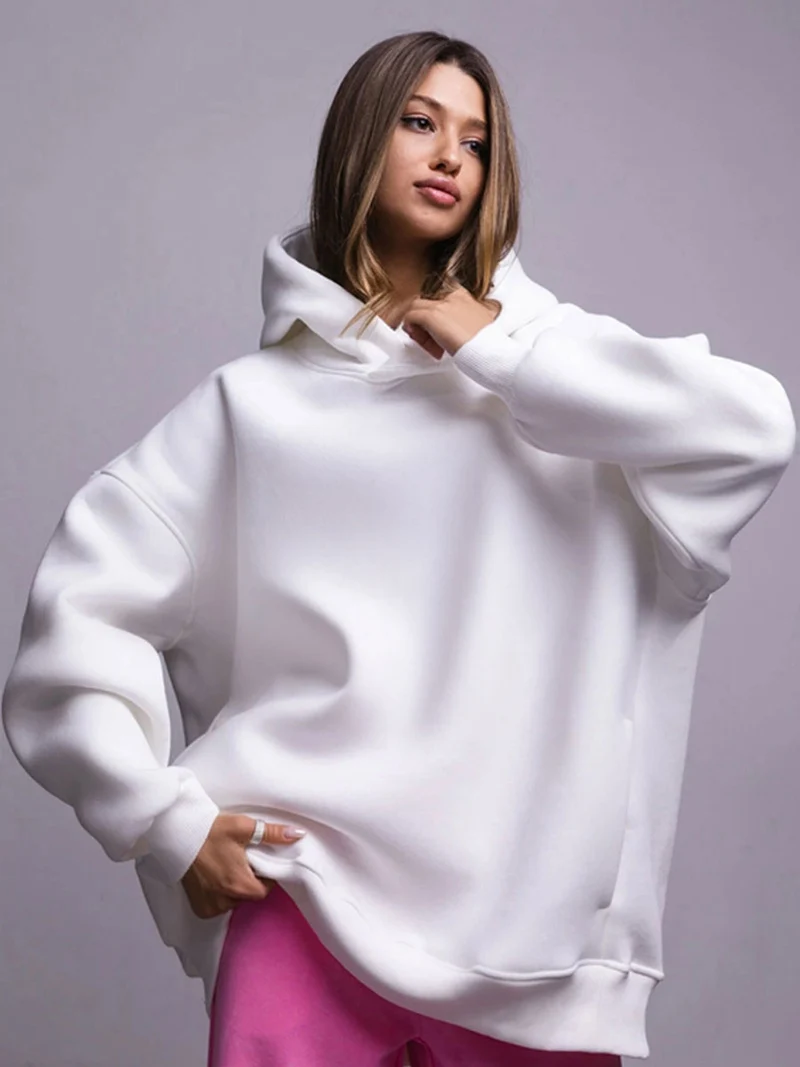 DGLUKE Inverno Simples Grosso Fleece Hoodies Solto Casual Unissex Moletom Com Capuz Manga Longa Com Capuz Pulôver Moletom Oversized
