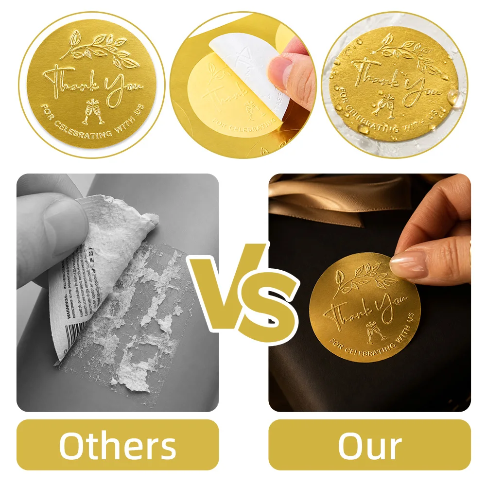 100PCS Thank You for Celebrating with Us Stickers, 10sheets Gold Foil Labels for Wedding Party Favor Bags,Baby Shower Decoration view 5