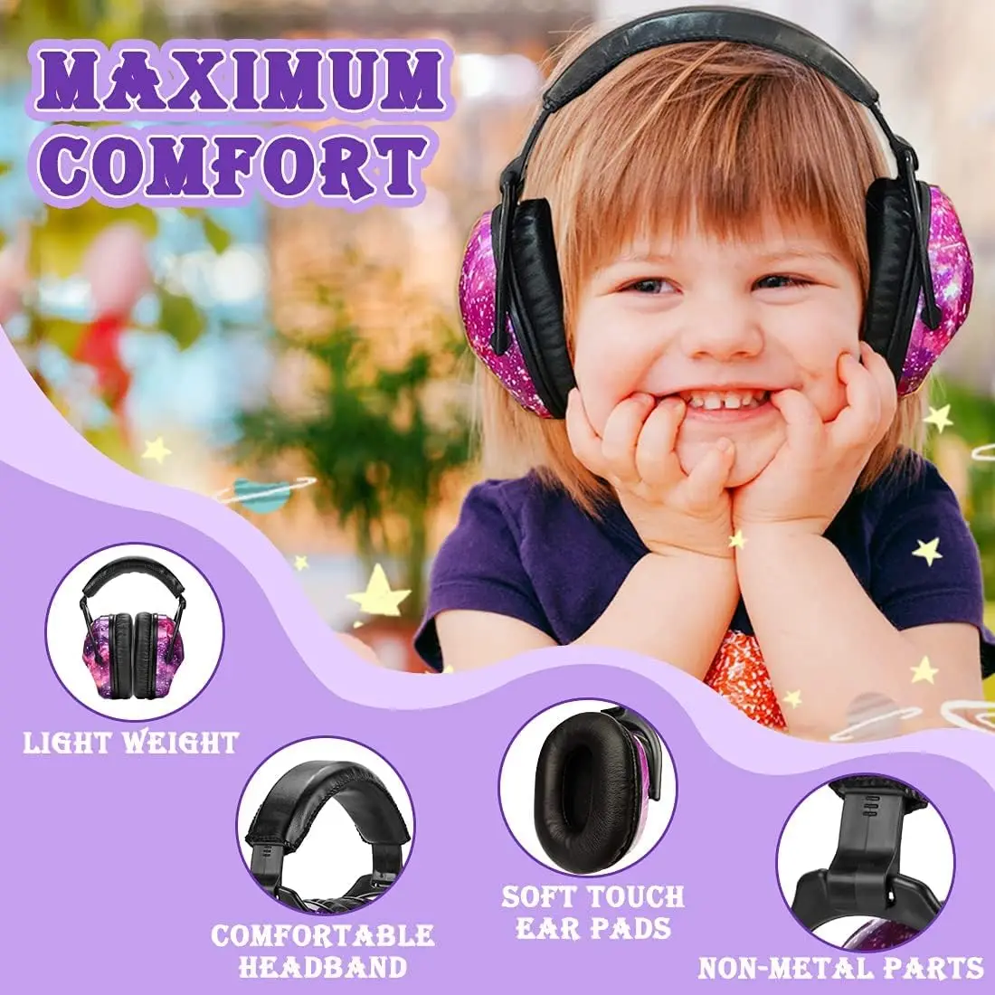 ZOHAN Kids Hearing Protection Safety Earmuffs autism ear damper noise cancellation Ear Defenders for Children Toddlers 2 Pack