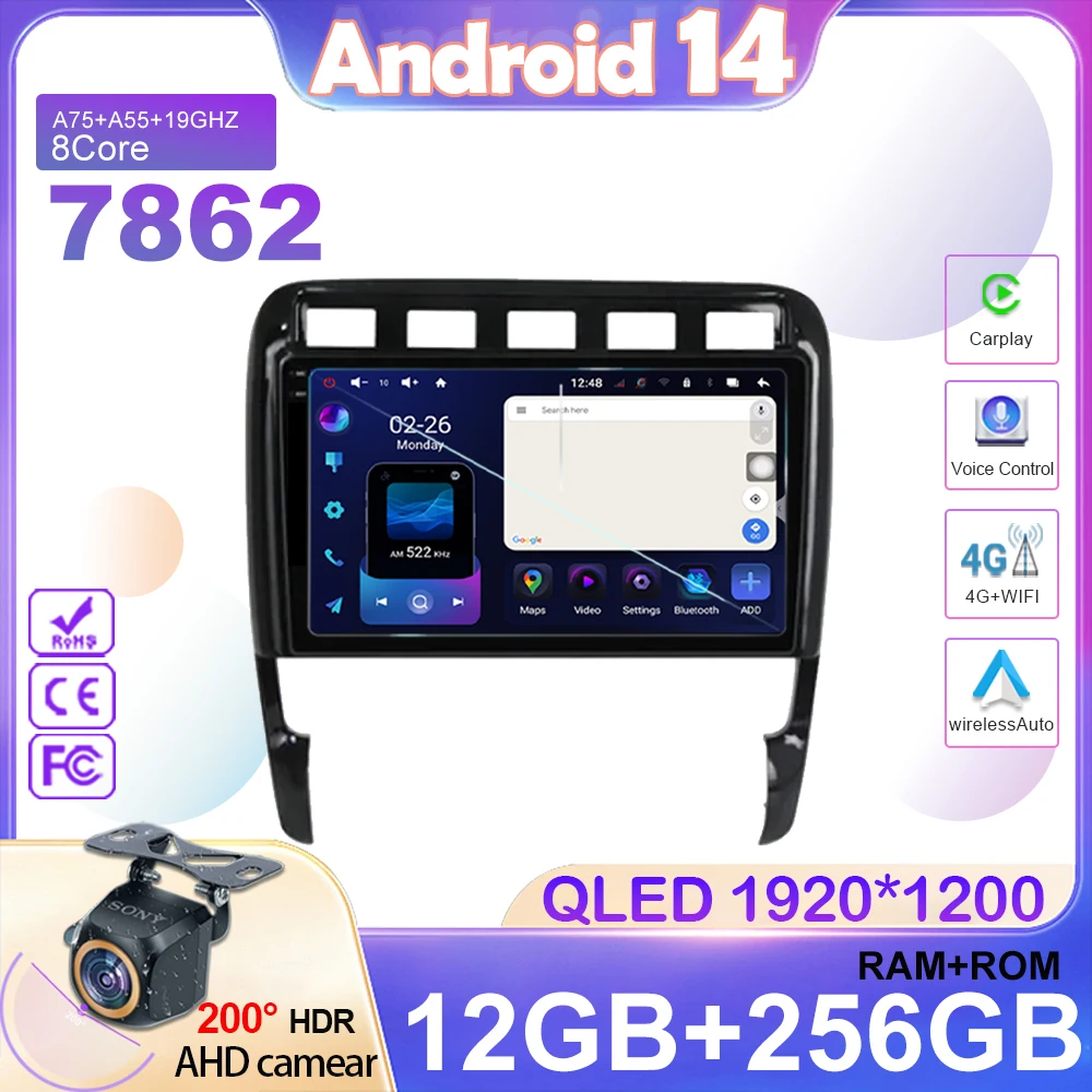 

Android 14 Carplay For Porsche Cayenne 1 2002-2010 Auto Radio Stereo Head Unit Multimedia Video Player Navigation No 2din DVD