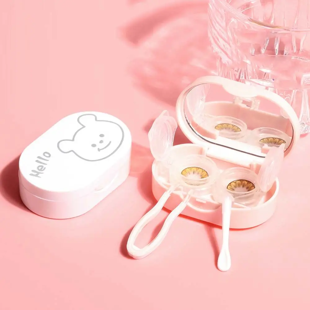 

Lovely Travel Press Cartoon Rectangle Bear Candy Color Storage Eye Care Contact Lens Container Lenses Box Contact Lens Case