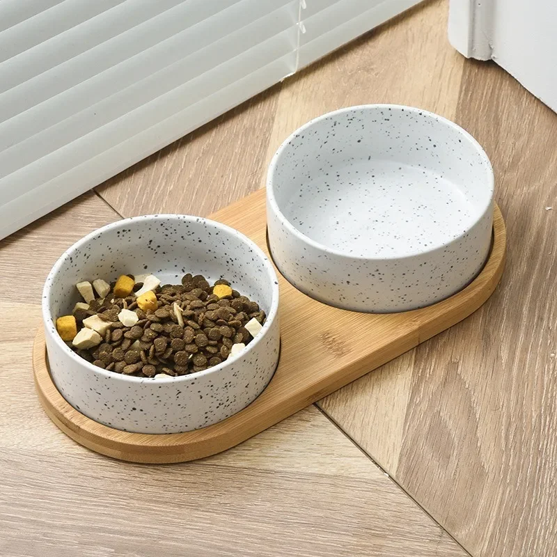 Splash Ink Ceramic Pet Cat Dog Bowl Small and Medium-Sized Dogs Dog Puppy Korean Style Simple Bowl Anti-Tumble Eating Bowl