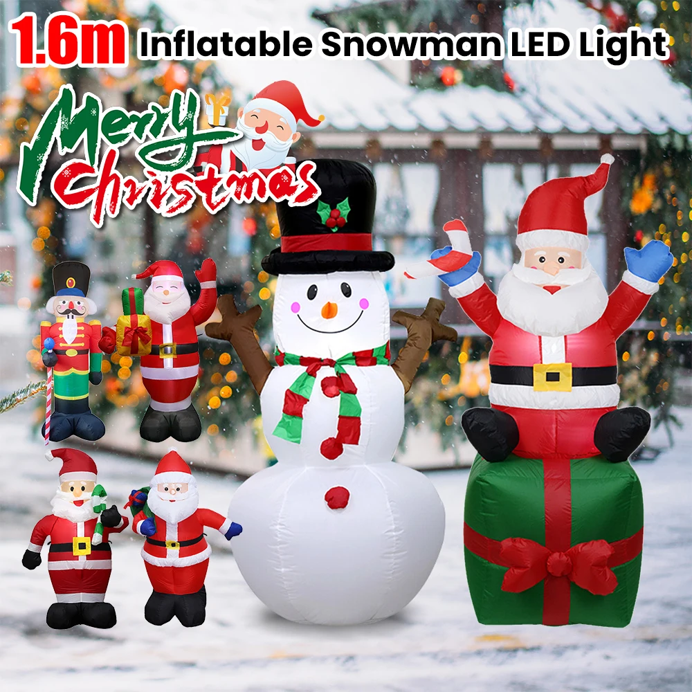 

Christmas 1.6m Inflatable Snowman Dolls With LED Light Christmas Snowman Lamp Decoration For Xmas Garden Party Decor