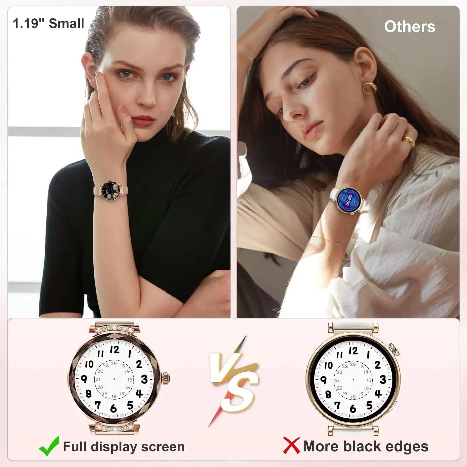 New Fashion Ladies Smart Watch 1.19inch AMOLED HD Screen Health Monitoring BT Call Female Women Sport Fitness Tracker Smartwatch