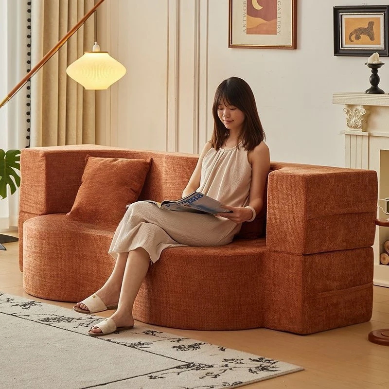 Vacuum compression sofa, pure sponge fully detachable and washable, bedroom foldable modular sofa bed