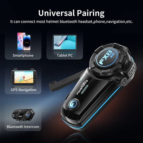 Imagen 2 del producto Fodsports FX8 Air motocicleta Bluetooth intercomunicador casco de motocicleta auriculares, Intercomunicador Moto, Radio FM.