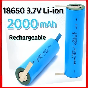 18650 Batteria ricaricabile 3.7V 2000mAh 18650 Batteria al litio con linguette a saldare per torcia elettrica Cuffie Aspirapolvere Radio