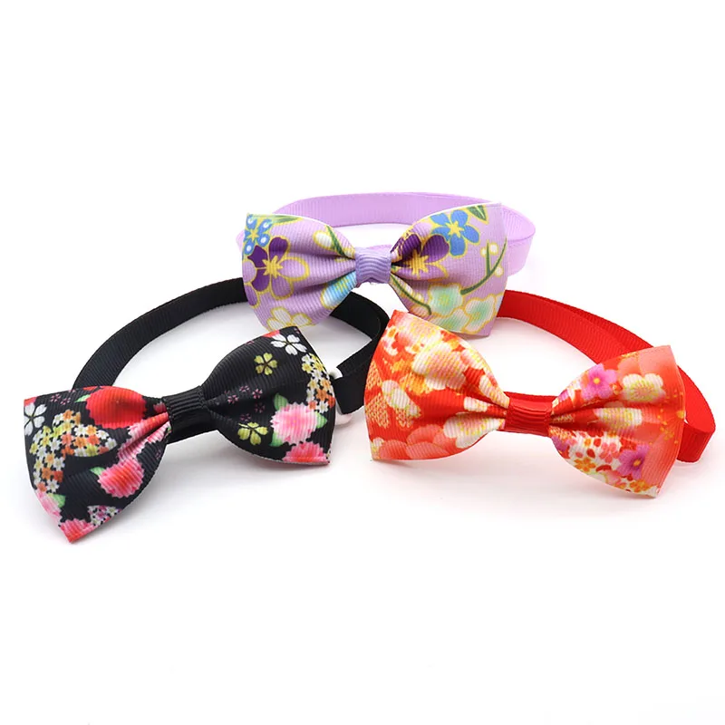 50/100 Pcs New Pet Dog Bowties Handmade Japanese style Bowknot Dog Bow Tie Adjustable Pet Collar Dog Accessories Pet Tie