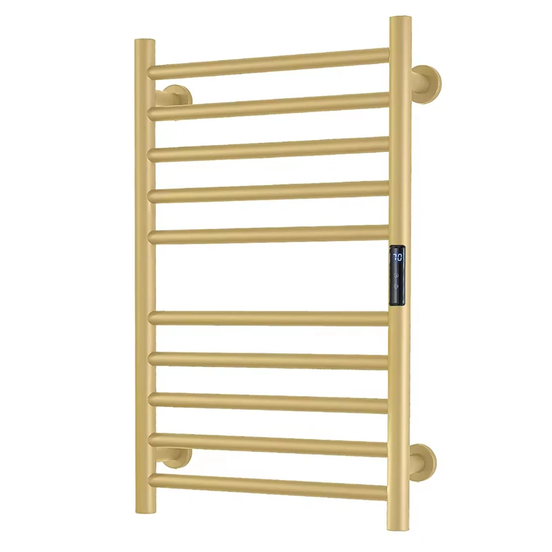 Modern Wall Mounted Black Gold Warmer Towel Rack Smart Thermostat Heated Towel Rack For Bathroom