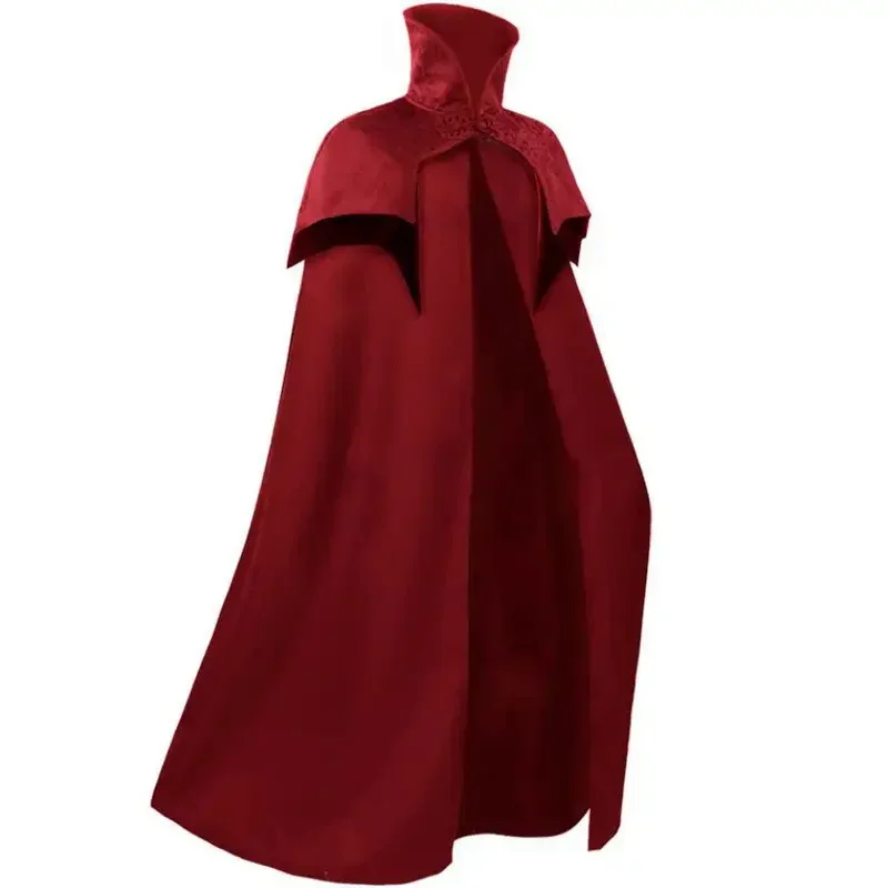 Cosplay de Halloween hombre Medieval Steampunk Noble gótico capa larga dobladillo grande capa de vampiro Poncho Darcula vestido de carnaval fiesta