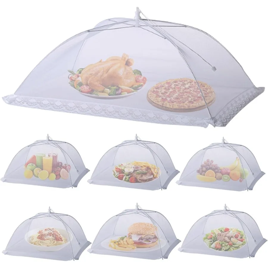 

7 Pack Reusable PopUp Umbrella Food Covers for Outdoor Use Large Mesh Food Nets for Picnics Parties BBQs Protective Screen Food