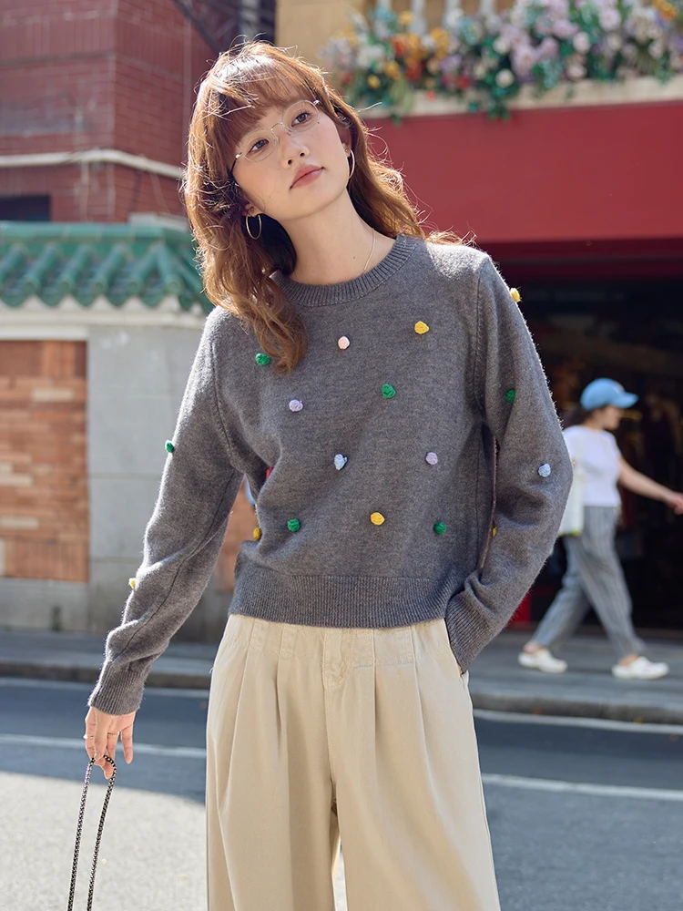 

Вязаный свитер ручной работы для женщин: свободный крой, осенний дизайн, модный трикотажный топ для повседневной носки