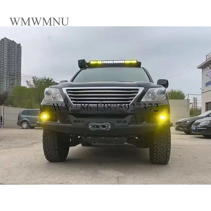 Wmwmnu for Vipera High Quality Offroad Front Bumper for LX570 2007-2011 Carbon Steel 5mm Thick Inner Black Accessories