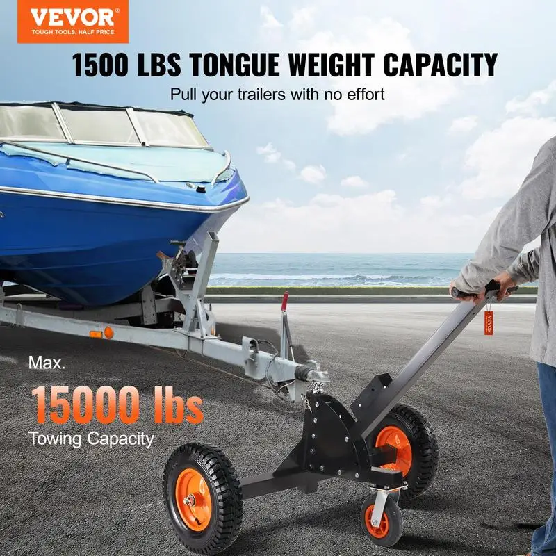 VEVOR Adjustable Trailer Dolly, Max.15000lbs Towing Capacity,2 in 1 Trailer Mover with23.6''-35.4''Adjustable Height & 2'' Ball