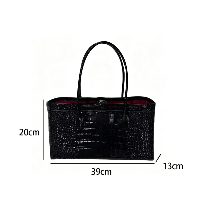 Handtasche mit Krokodilleder-Prägung und Obergriff, Luxuriöse Grüne Tragetasche, Vielseitige Schicke Alltags-Schultertasche für Frauen – Detail 22