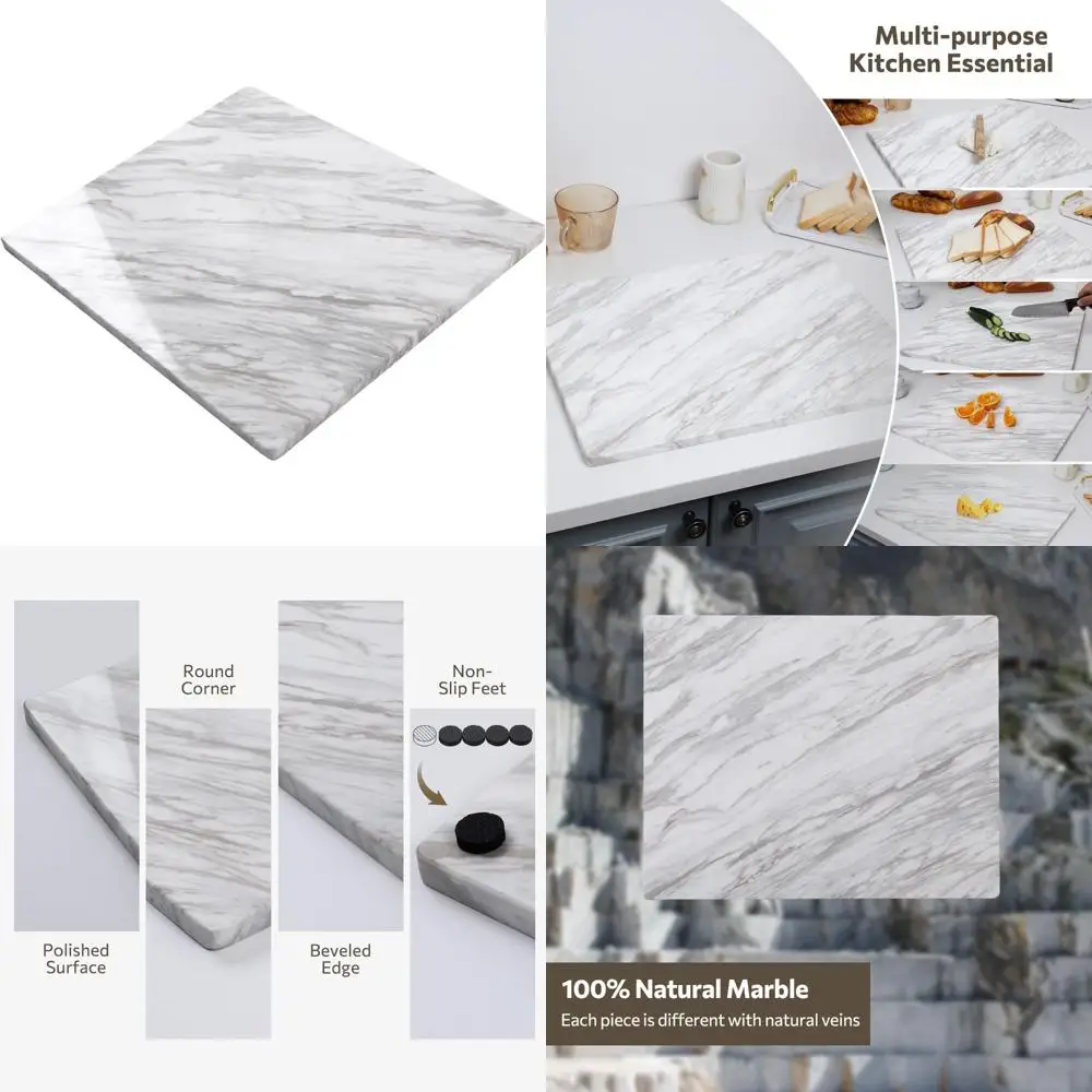 

Kitchen Marble Cutting Board, 16x20 Inch Large Pastry Board with Non-Slip Base for Baking, Cheese Cutting, Charcuterie Boards
