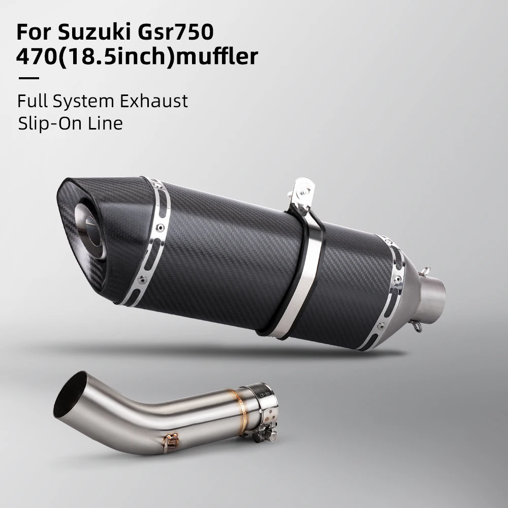 

Slip on Motorcycle Exhaust Middle Link Pipe Escape Moto System With Carbon Fiber Muffler 51mm For Suzuki GSR750 GSR-750