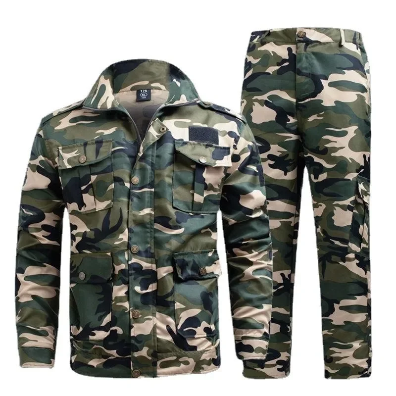DurableSpring Camouflage Suit Men's Thin Outdoor Wear-resistant Overalls Female College Students