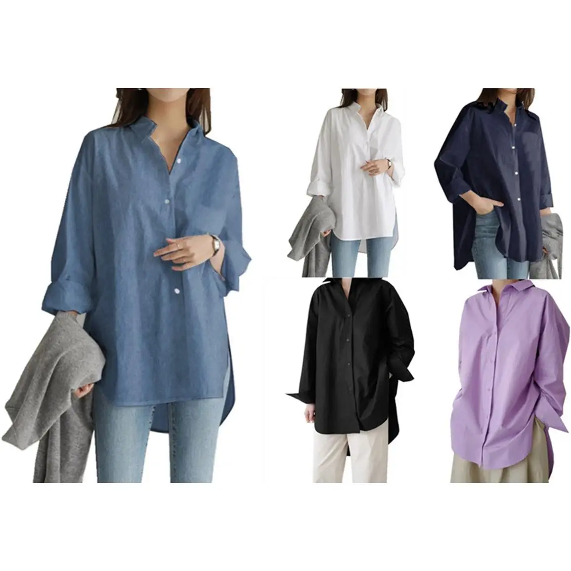 

Женские длинные све, осенние, повседневные, свободный крой, полиэфирная ткань, не тонущая, обычная длина све, чистый цвет, сращивание