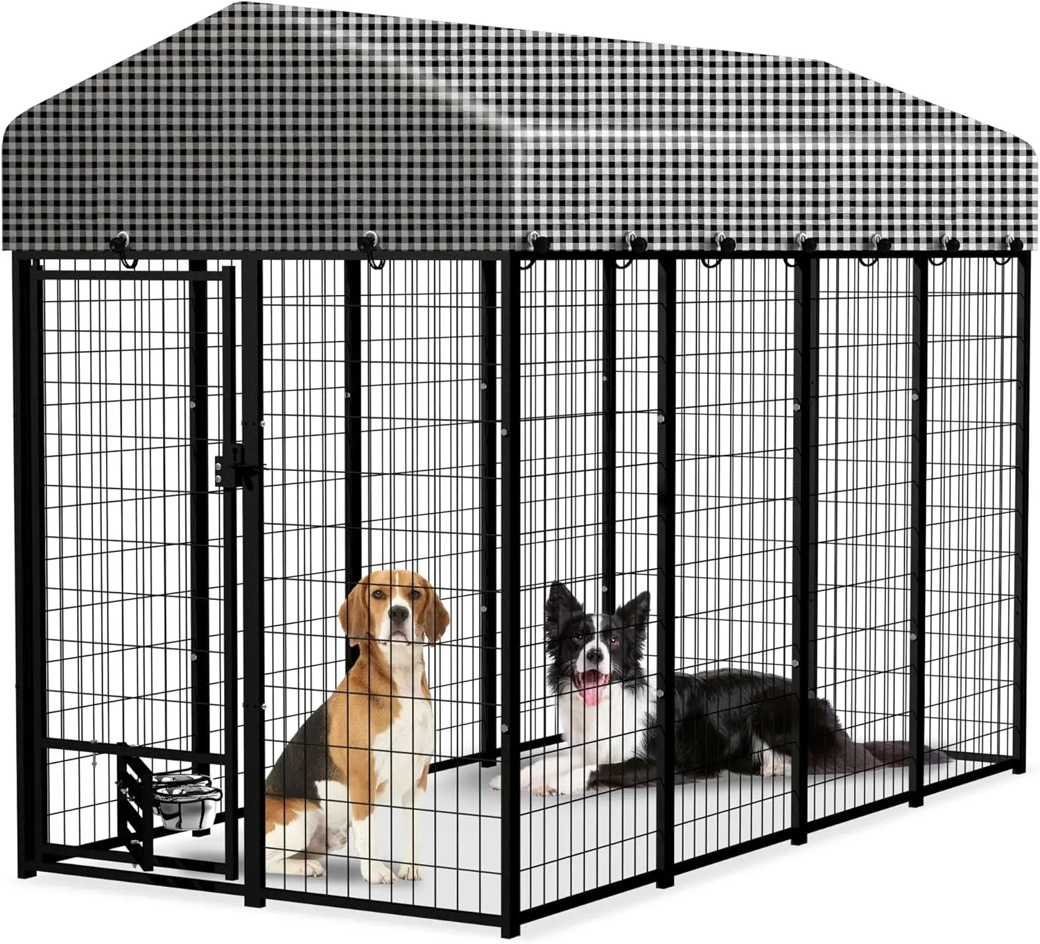 Outdoor Dog Run with Feeding Door - Large Kennel for Your Furry Friend - 8'L x 4'W x 6'H dog kennel