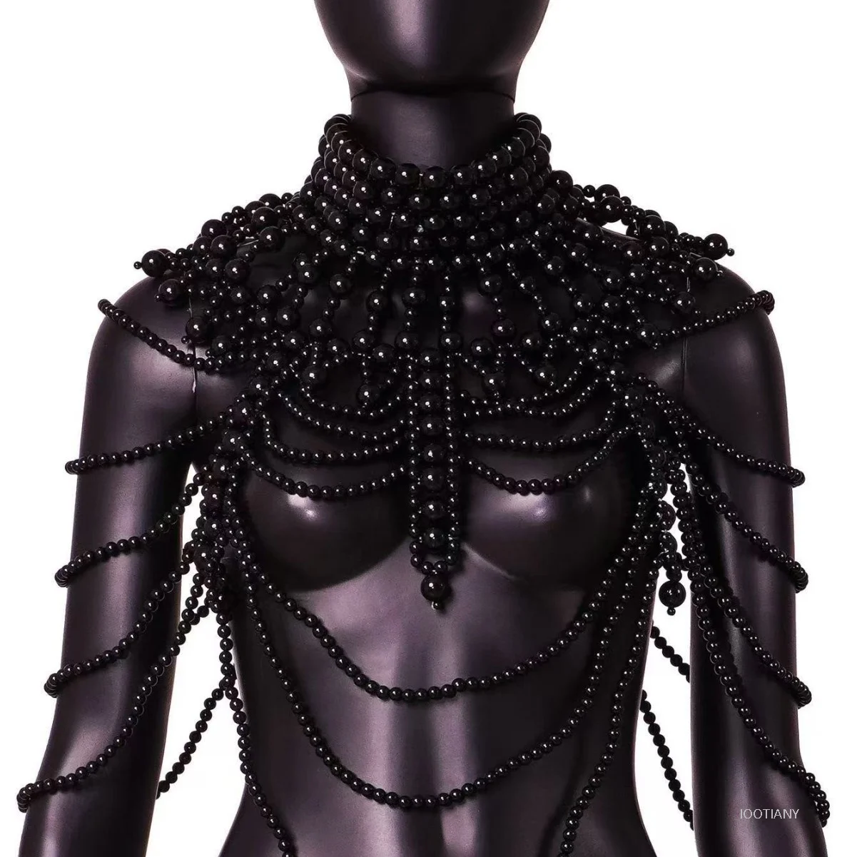 New Retro Heavy-duty Handmade Beaded Multi-layered Pearl Sexy Body Chain Cosplay Fashion Black And White Pearl Accessories 2026