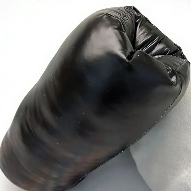 Man's Black PU Filled Cotton Puffy Tube Handmake Male Pocket Soft Touch Sheath BF Sexy Underwear