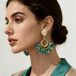 Vintage Handmade Beaded Earring For Women Boho Jewelry Resin Stone Statement Jewelry Bohemian Ear Ring Drop Earrings