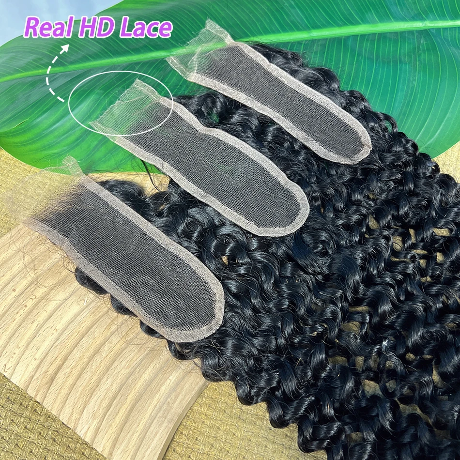 عميق مجعد 2x6 HD الدانتيل إغلاق غير مرئية قبل قطعها ابيض عقدة الدانتيل اللون الطبيعي غير المجهزة 100% الخام شعر بشري لعذراء