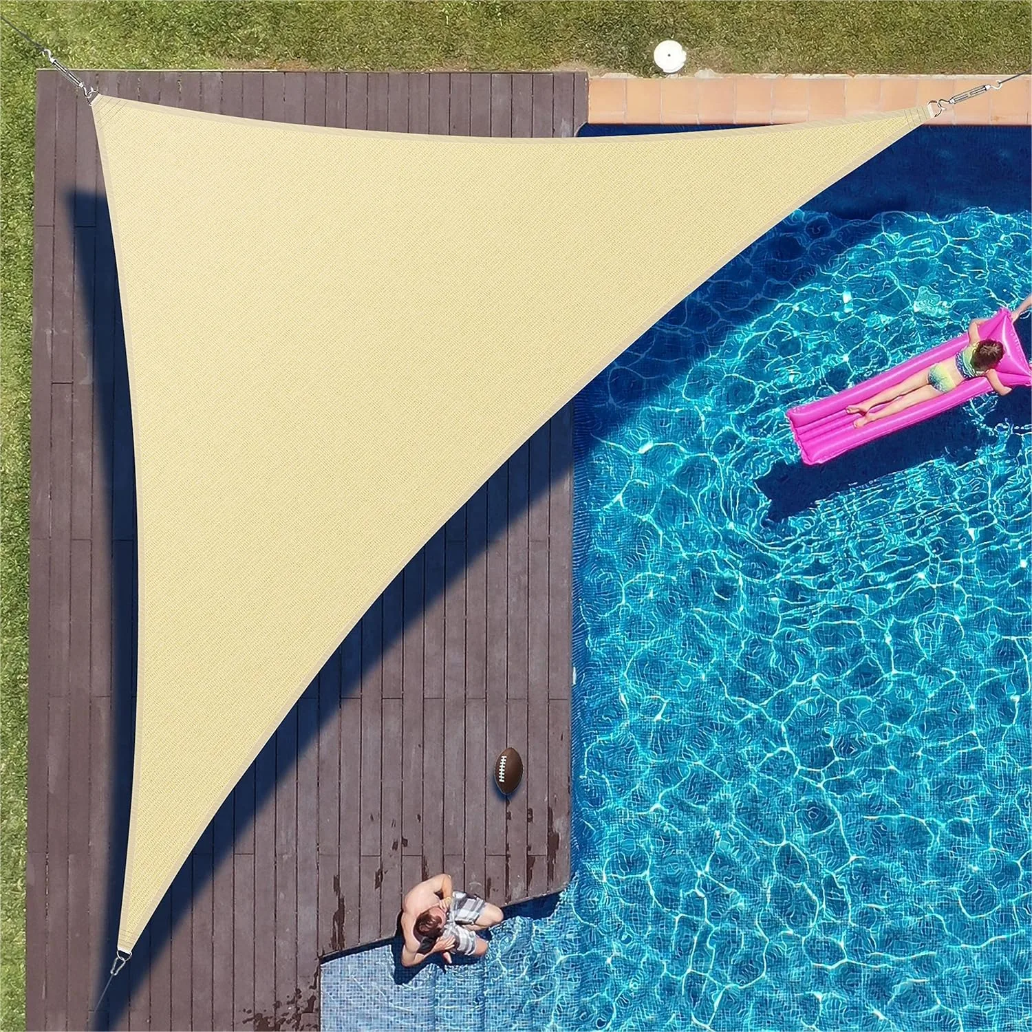 

20' x 20' x 28.3' Beige Sun Shade Sail Right Triangle, UV Block UPF50 Mesh Canopy for Patio, Heavy Duty 190 GSM with 3-Year