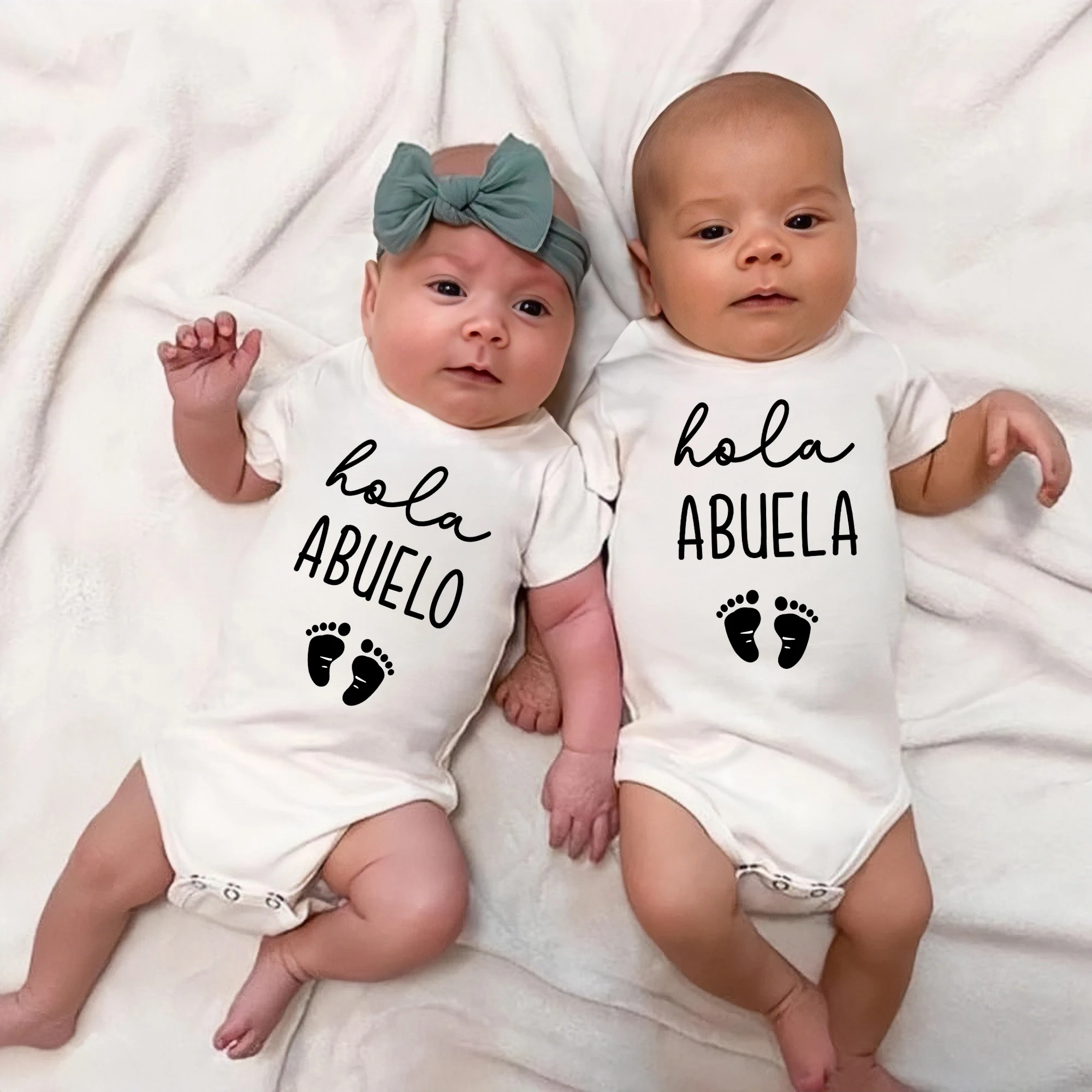 

Hola Abuela Abuelo Tio Tia, испанские боди для новорожденных, комбинезоны, объявление, одежда для беременных, бабушка, дедушка, подарки