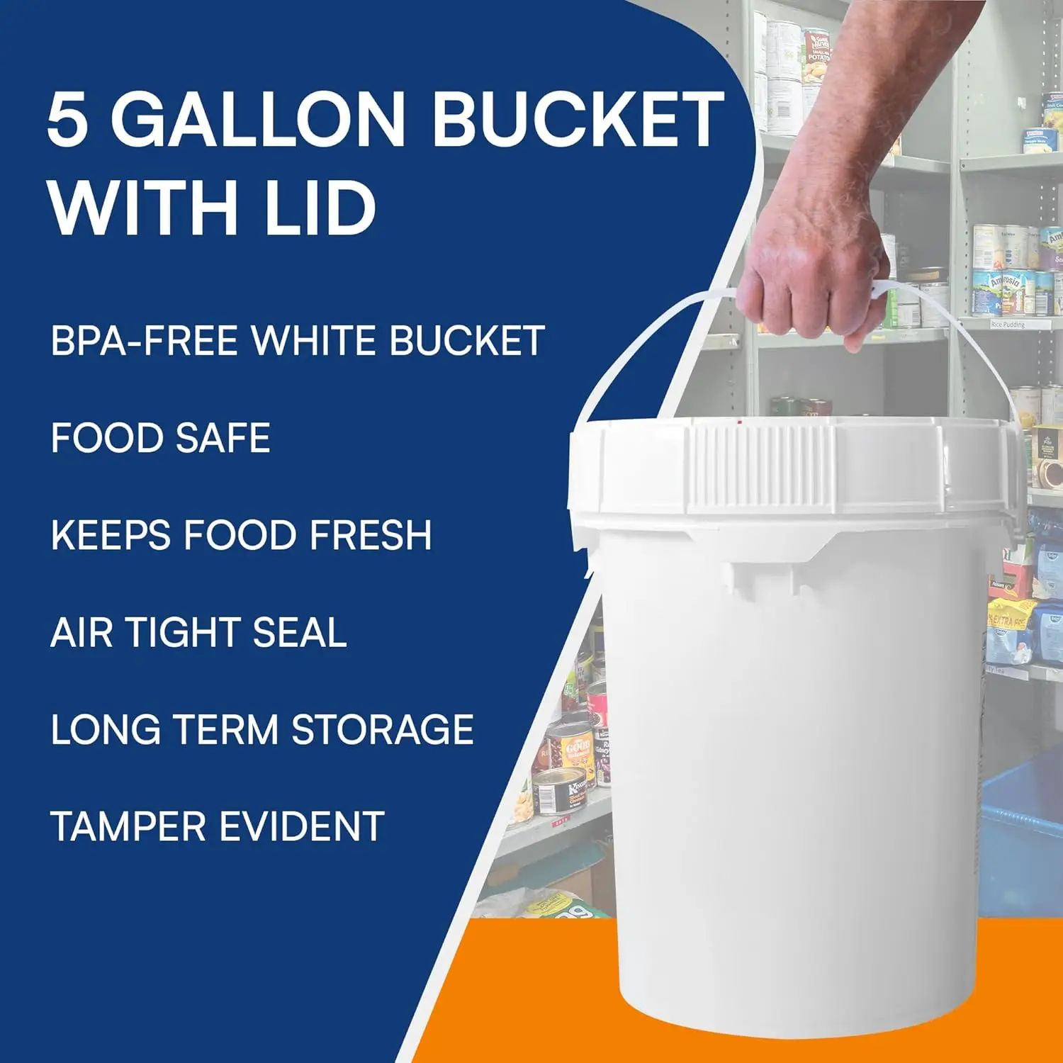 Food Grade 5 Gallon Bucket With Lid - 2 Pack - Includes Airtight Locking Screw On Lids - Pair of White 5 Gal Food Safe Buckets