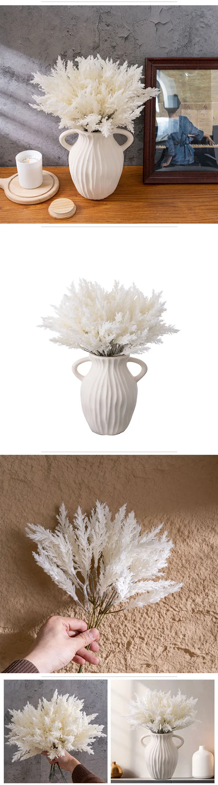 Künstliche Astilbe Chinensis Brautblumen, beige, künstliche Pflanzen, Pampas, Rime-Blumenstrauß, Blume für Hochzeit, Party, Raumdekoration – Detail 2