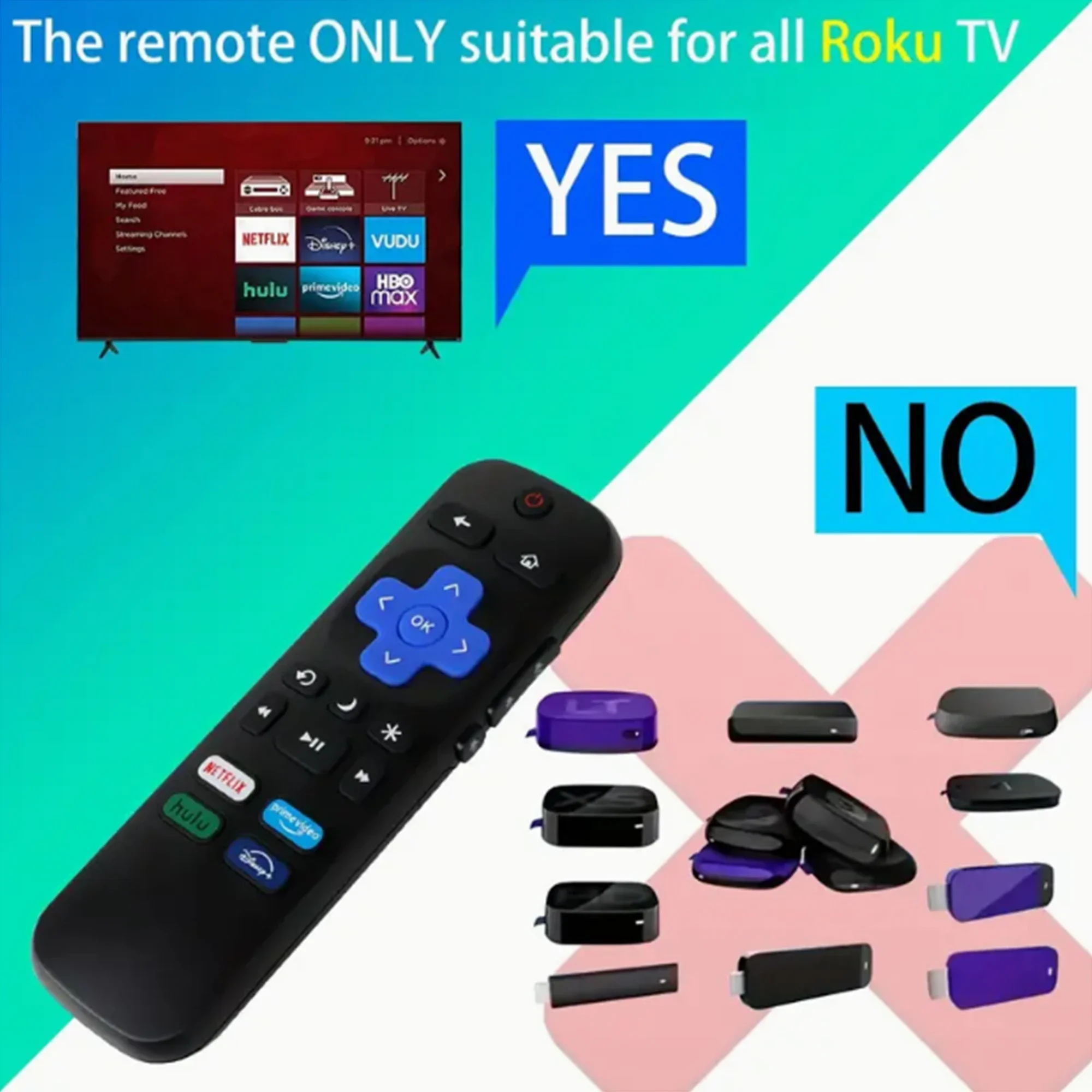 جهاز تحكم عن بعد بديل جديد مناسب لجميع تلفزيونات Roku، متوافق مع TCL Roku/Hisense Roku/Onn Roku/Aparatos/Insignia Roku/HITACHI #3