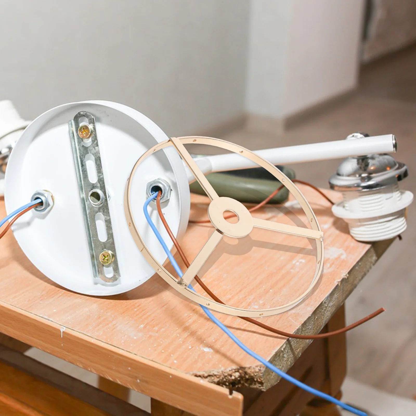 

Crystal Lamp Frame 13Cm Metal Ring Holder For Diy Round Shade Pendant Ceiling Lighting Lampshade Support Frame Decorative