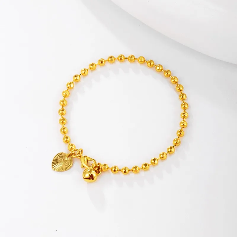 Trendy 24K Gold Plating Beads Bracelet Charm Gilding Bangle For Women Girl Fashion Jewelry Popular Bracelets Birthday Gifts 2024