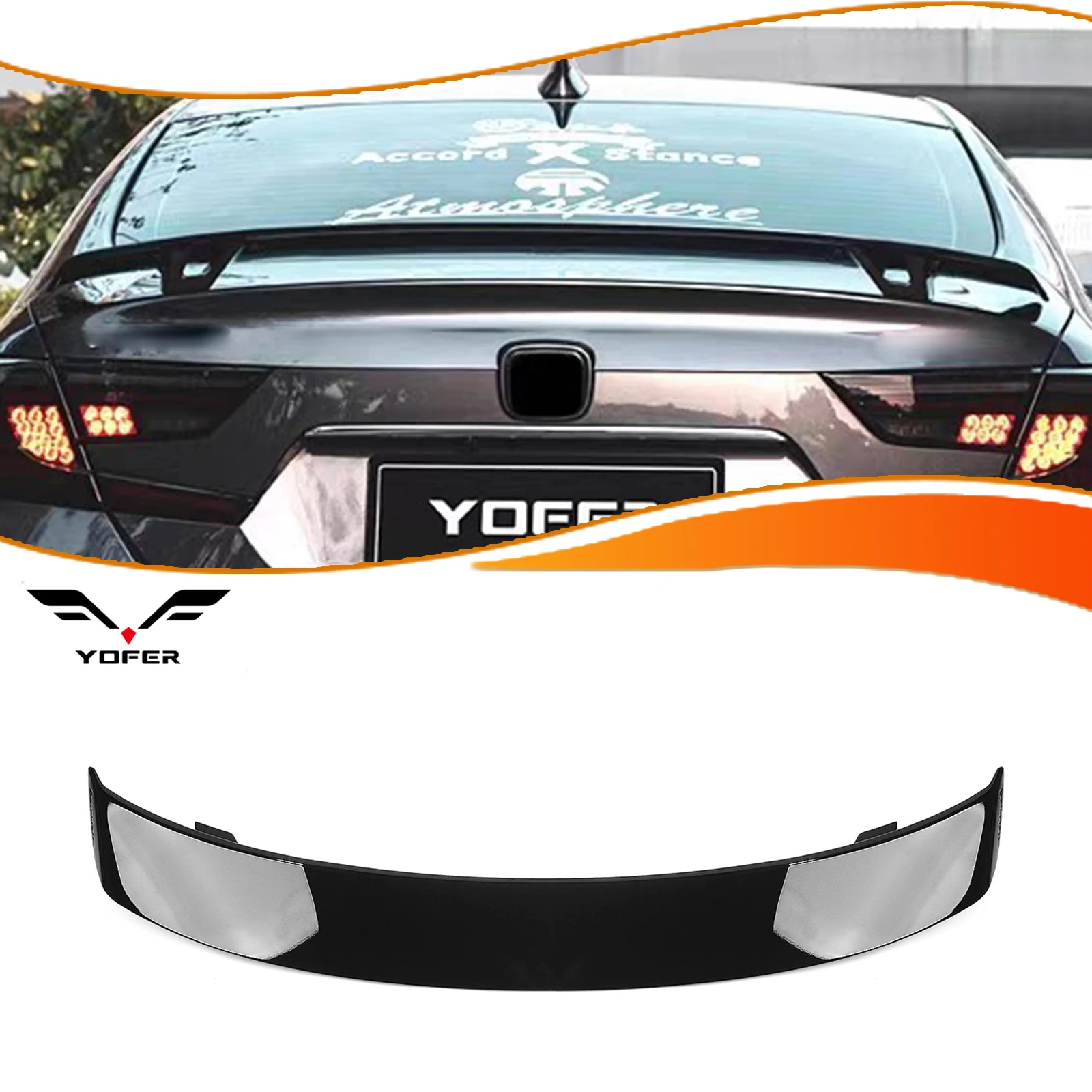 Rear Trunk Lid Spoiler Wing Trim Tailgate Decklid Flap Boot Splitter Lip Trim For Honda 10th Gen Accord 2018-2022 YOFER