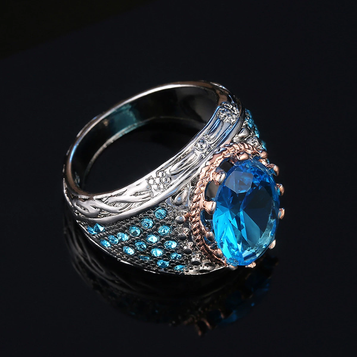 1pcs hot accessories, retro exaggerated braided ring set in water diamond woman