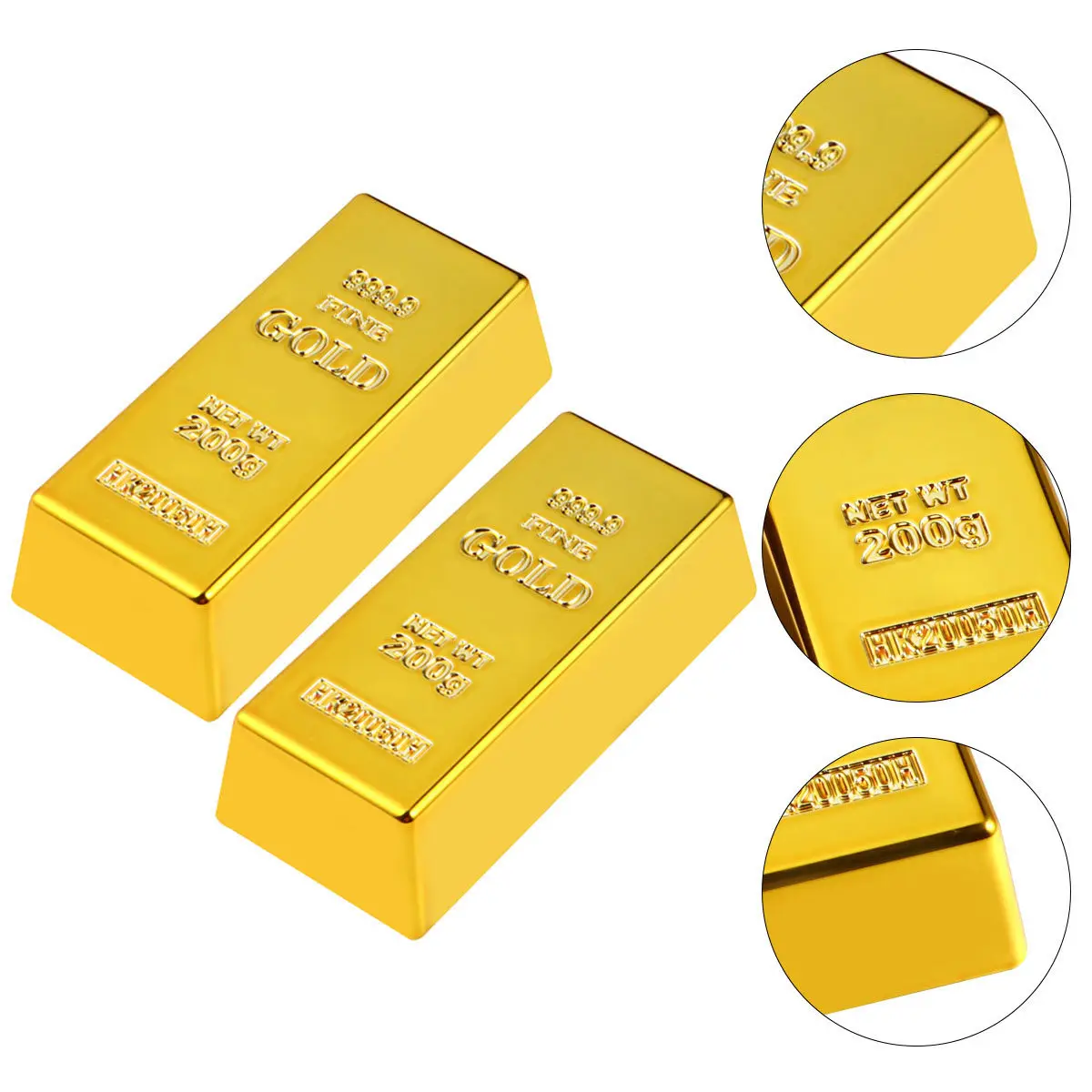 

2Pcs Simulated Gold Bar Plastic Props Realistic Imitation Golden Brick Decoration for Performance Desktop Ornament Gift