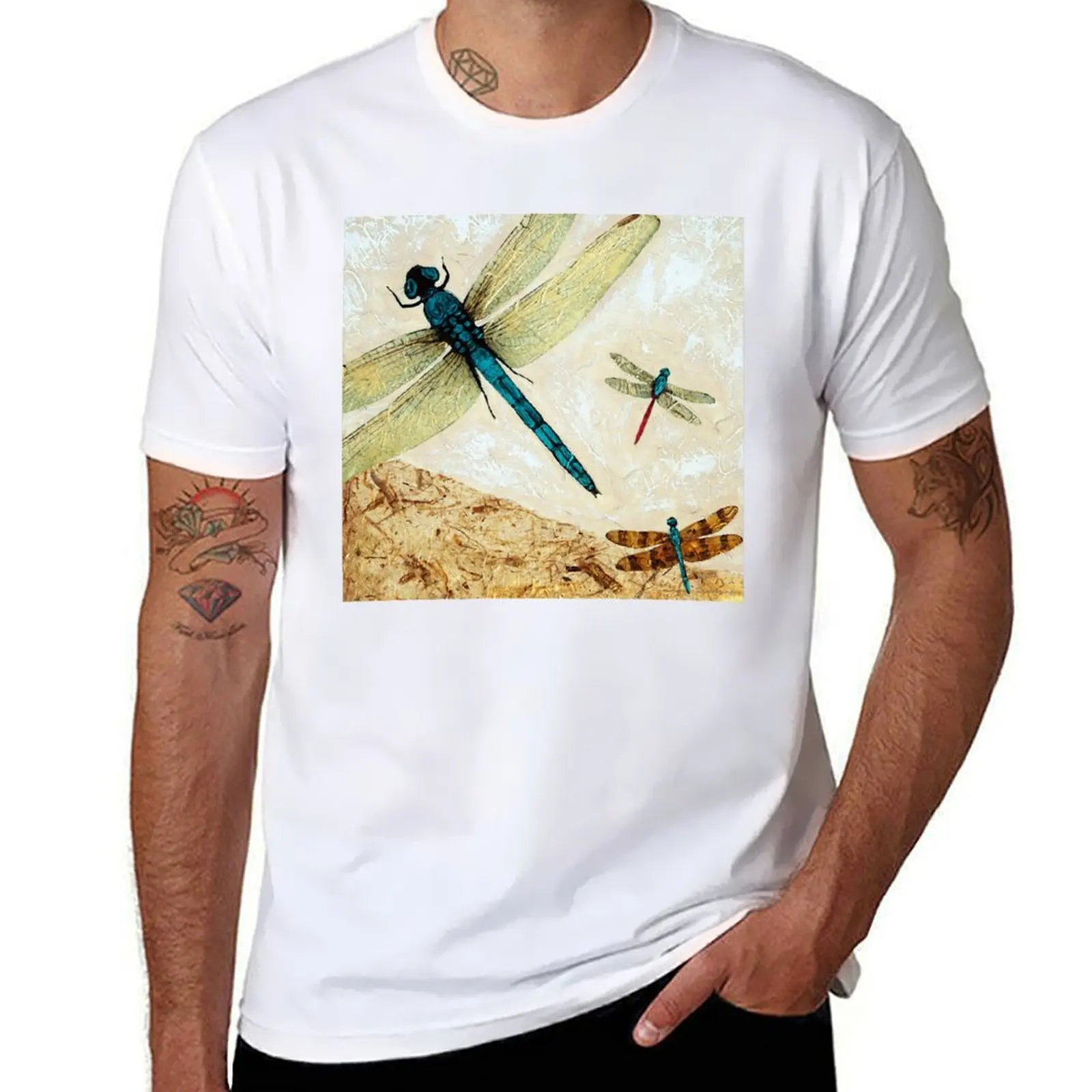 Zen Flight - Dragonfly Art By Sharon Cummings T-Shirt Magliette Con Stampe T-Shirt Da Uomo In Cotone