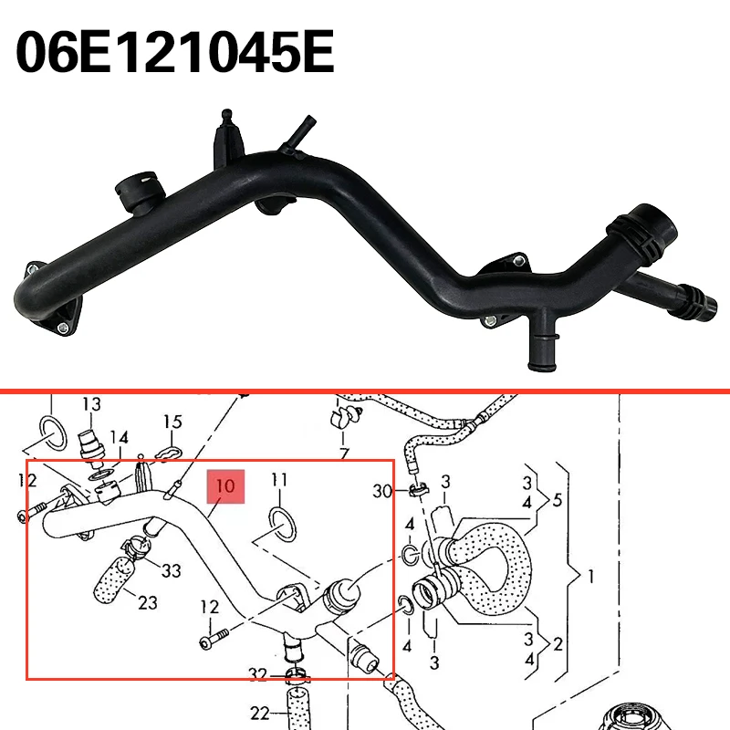 06E121045E 06E121045R for Audi A6 C6 A4 B7 Engine rubber water pipe coolant pipe antifreeze hard water pipe 06E 121 045E